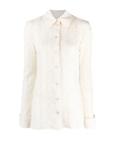 Sportmax Floral Lace Shirt In Nude