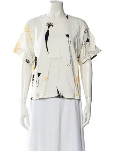 Pre-owned Sportmax Floral Print Crew Neck Blouse In Neutral