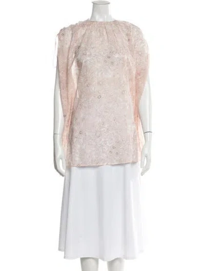 Pre-owned Sportmax Floral Print Crew Neck Blouse W/ Tags In Pink