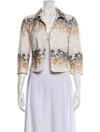 Pre-owned Sportmax Floral Print Evening Jacket In Neutral