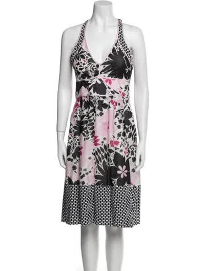 Pre-owned Sportmax Floral Print Knee-length Dress In Black