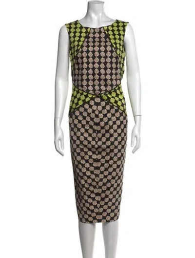 Pre-owned Sportmax Floral Print Knee-length Dress In Black