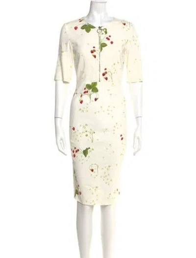 Pre-owned Sportmax Floral Print Knee-length Dress In Neutral