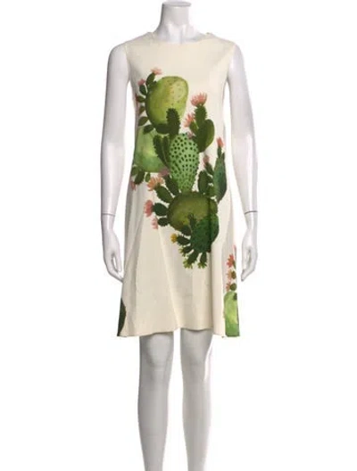 Pre-owned Sportmax Floral Print Knee-length Dress In Neutral