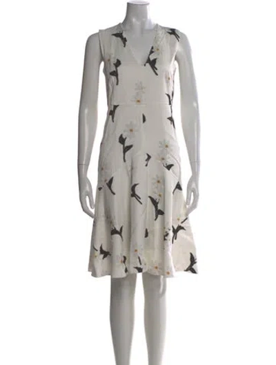 Pre-owned Sportmax Floral Print Knee-length Dress In White