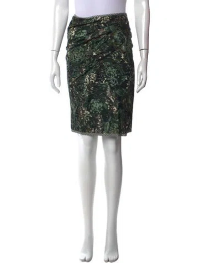 Pre-owned Sportmax Floral Print Knee-length Skirt W/ Tags In Green