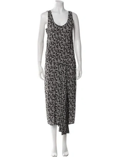 Pre-owned Sportmax Floral Print Long Dress In Black