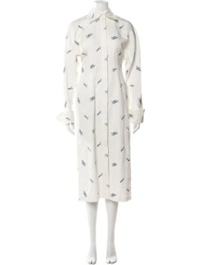 Pre-owned Sportmax Floral Print Long Dress W/ Tags In Neutral
