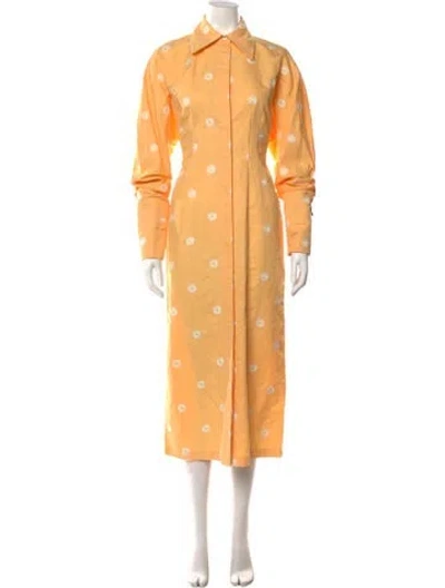 Pre-owned Sportmax Floral Print Long Dress W/ Tags In Yellow