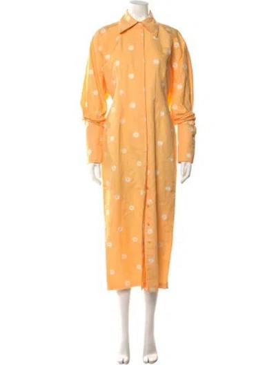 Pre-owned Sportmax Floral Print Long Dress W/ Tags In Yellow