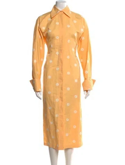 Pre-owned Sportmax Floral Print Long Dress W/ Tags In Yellow