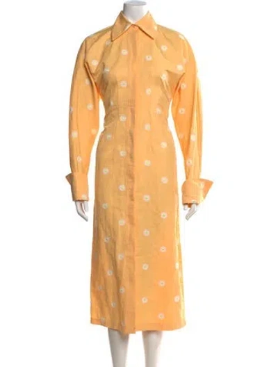 Pre-owned Sportmax Floral Print Long Dress W/ Tags In Yellow