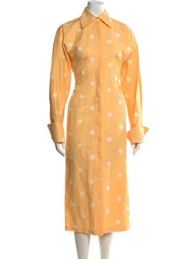 Pre-owned Sportmax Floral Print Long Dress W/ Tags In Yellow