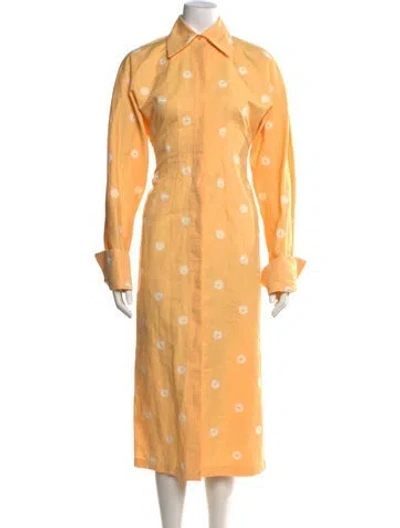 Pre-owned Sportmax Floral Print Long Dress W/ Tags In Yellow