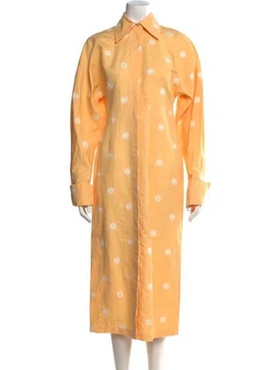 Pre-owned Sportmax Floral Print Long Dress W/ Tags In Yellow
