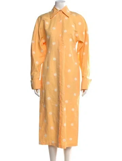 Pre-owned Sportmax Floral Print Long Dress W/ Tags In Yellow