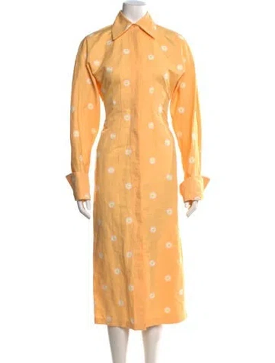 Pre-owned Sportmax Floral Print Long Dress W/ Tags In Yellow