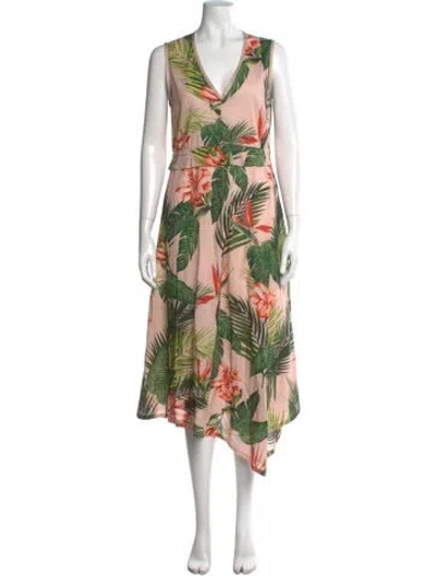 Pre-owned Sportmax Floral Print Midi Length Dress In Green