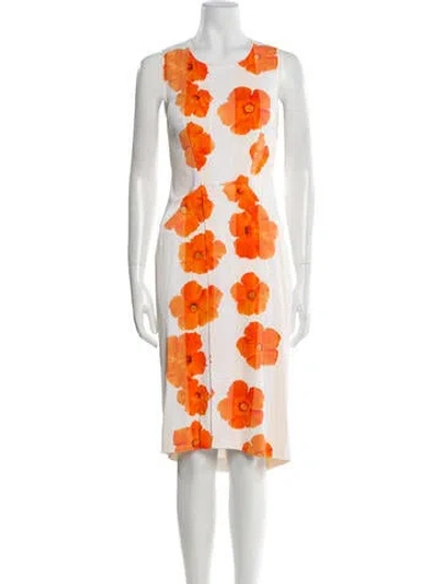 Pre-owned Sportmax Floral Print Midi Length Dress In Orange