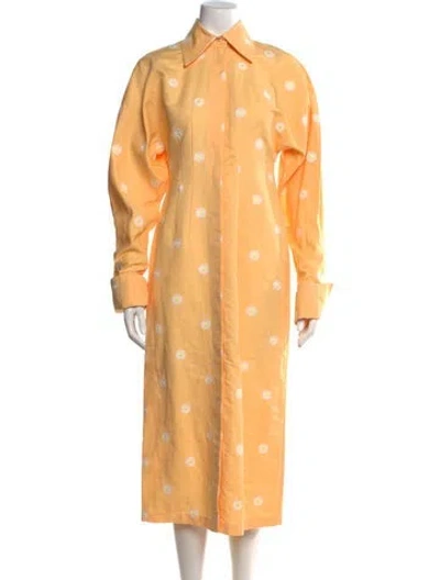 Pre-owned Sportmax Floral Print Midi Length Dress W/ Tags In Yellow