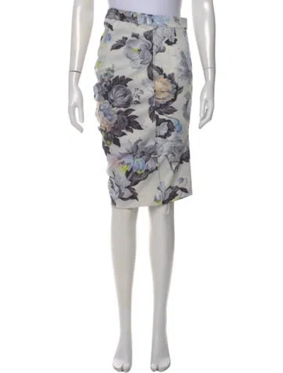 Pre-owned Sportmax Floral Print Midi Length Skirt In Red