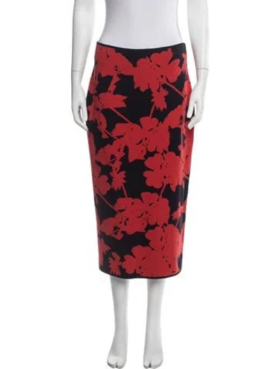 Pre-owned Sportmax Floral Print Midi Length Skirt In Red