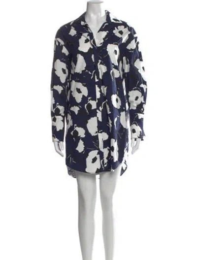 Pre-owned Sportmax Floral Print Mini Dress In Blue