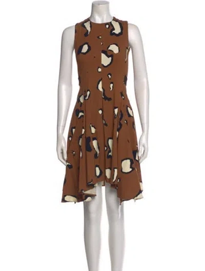 Pre-owned Sportmax Floral Print Mini Dress In Brown