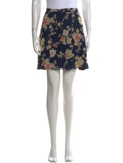 Pre-owned Sportmax Floral Print Mini Skirt In Blue
