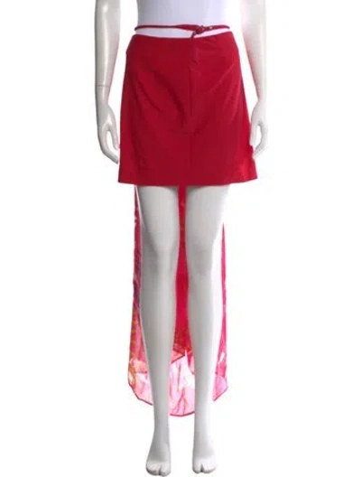 Pre-owned Sportmax Floral Print Mini Skirt In Red