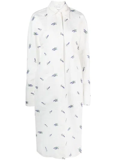 Sportmax Floral-print Shirt Dress In White