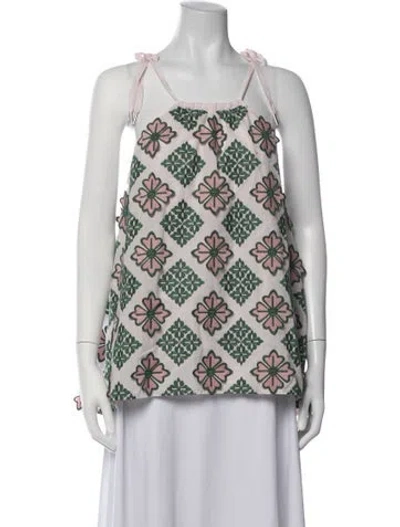 Pre-owned Sportmax Floral Print Square Neckline Top W/ Tags In Multicolor