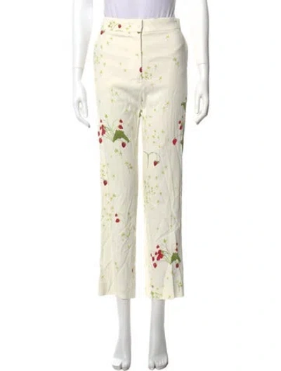 Pre-owned Sportmax Floral Print Straight Leg Pants In Neutral