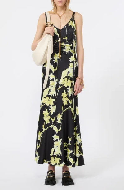 Sportmax Floral Stretch Satin Maxi Dress In Multi