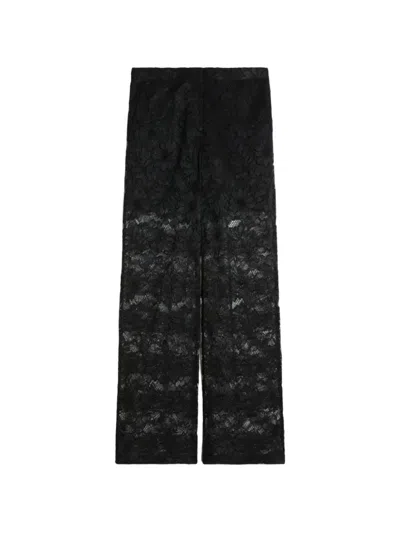 Sportmax Lace Overlay Sheer Pants Elastic Waistband In Black
