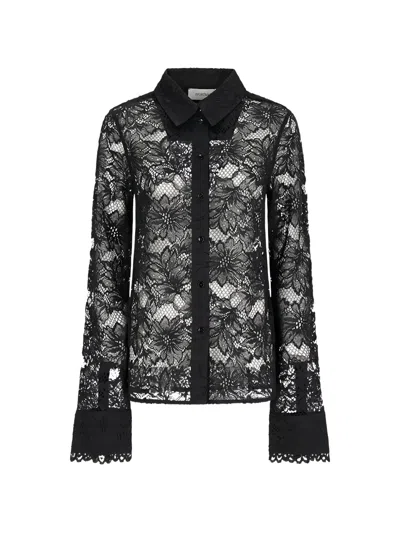 Sportmax Floral-lace Shirt In Black