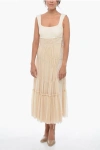 Sportmax Flounced Maxi Dress With Lace-up Profile