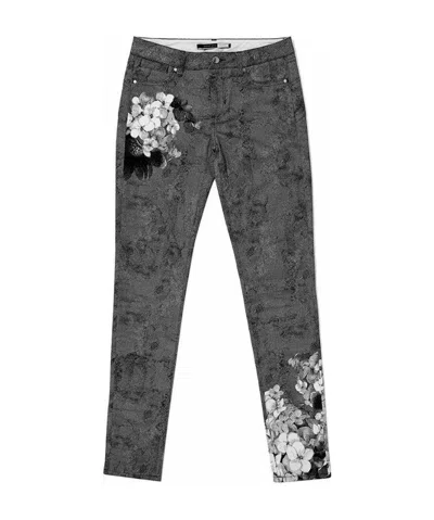 Sportmax Flower Printed Jeans In Gray