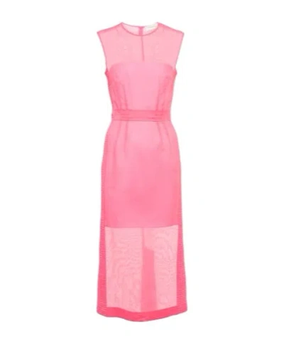 Sportmax Fresco Cotton Voile Midi Dress In Pink