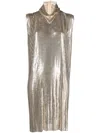 Sportmax Frilled High-neck Sequin Metallic Minidress In Neutral