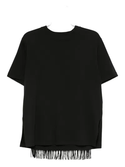 Sportmax Fringe-detail T-shirt In Black