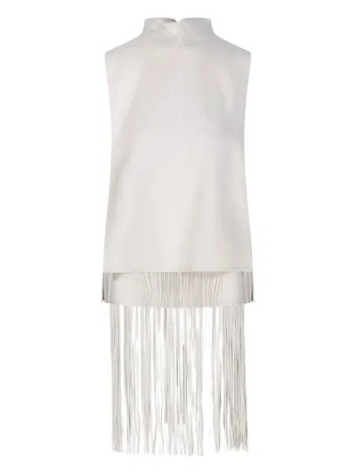 Sportmax Fringe-hem Sleeveless Top In White