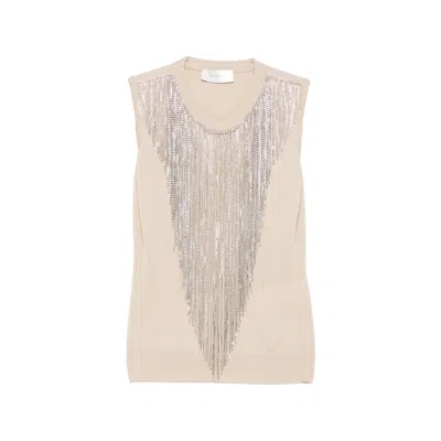 Sportmax Fringed Crystal-embellished Top In Neutral