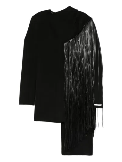 Sportmax Fringed-detail Panelled Dress In Black