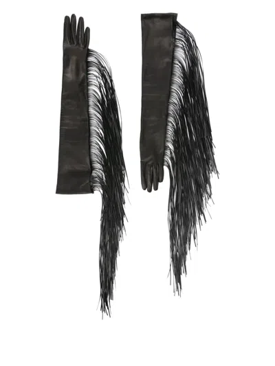 Sportmax Fringed Gloves In Black