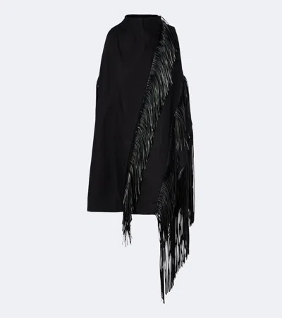 Sportmax Fringed Halterneck Cotton Top In Black