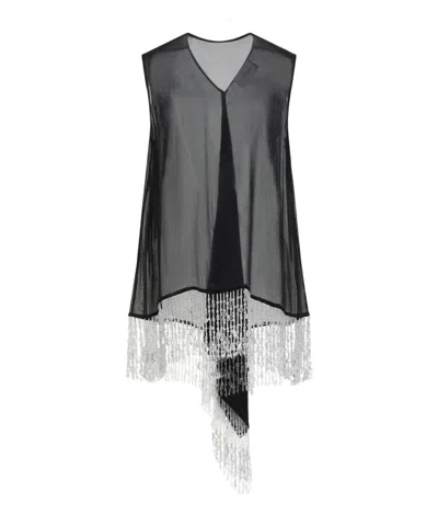 Sportmax Fringed Hem Vest In Gray