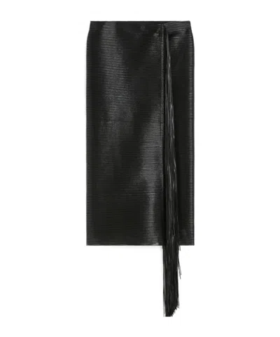 Sportmax Fringed Midi Skirt In Black