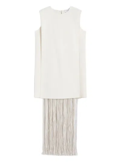Sportmax Fringed Sleeveless Dress In White