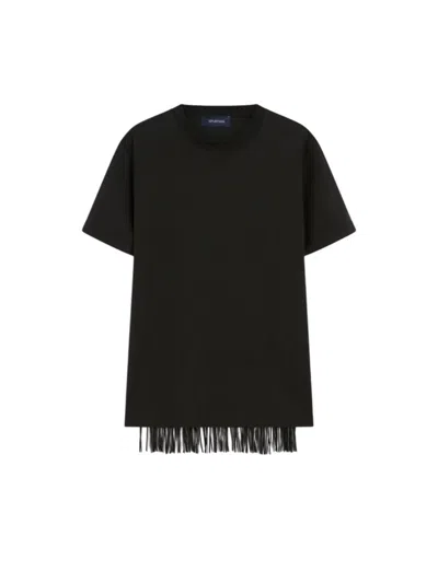 SPORTMAX SPORTMAX FRINGED T-SHIRT - BLACK